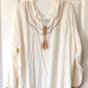 Cream and Tan Women's Top